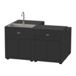 Bucătărie tip insulă cu 4 module – NegruBucătărie tip insulă cu 4 module – Negru