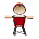 Gratar de gradina Kamado Large 55 roșu, ceramica, cuptor, grill, afumatoare + husă cadou - imagine 2
